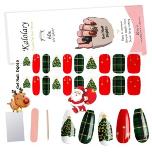 20PCS Semi-Cured Gel Nail Polish Strips Christmas, Kalolary Christmas Real Gel Nail Stickers Christmas Tree UV Gel Polish Decals for Women Girls DIY Nail Art Decoration Salon Home (UV Lamp Required)