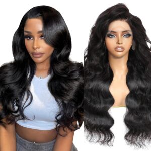 210% Density 13x6 Full Lace Frontal Wigs Human Hair 12A Body Wave Brazilian Virgin Human Hair Pre Plucked HD Transparent Lace Glueless Wigs Human Hair with Baby Hair 22 Inch