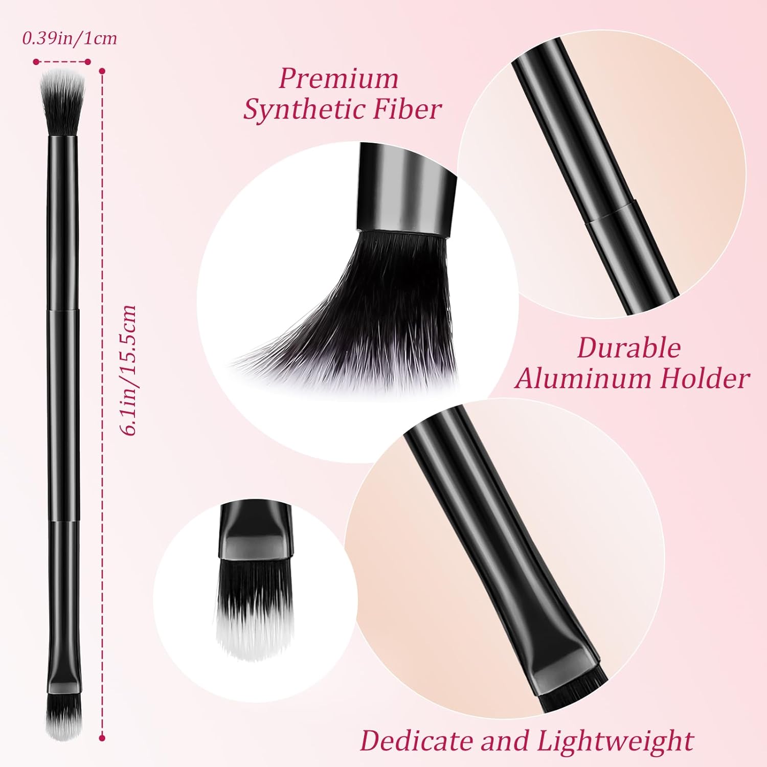 24 Piece Double Ended Eyeshadow and Concealer Makeup Brush Set Black - Image 2