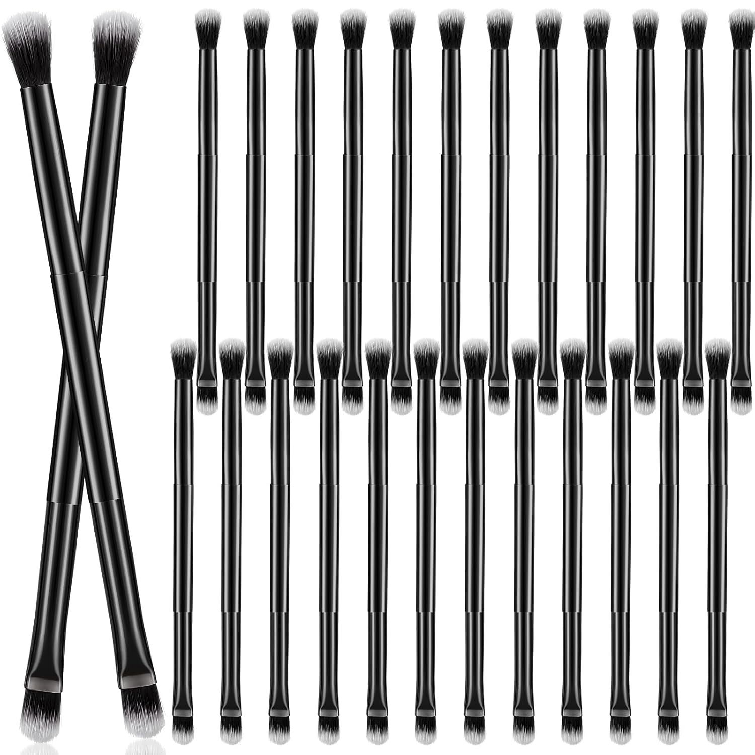 24 Pcs Eyeshadow Smudge Brush 2 in 1 Eyeshadow Double Ended Concealer Brush Under Eye Small Soft Firm Pointed Foundation Makeup Applicator for Blending Eye Shadow Liner(Black)