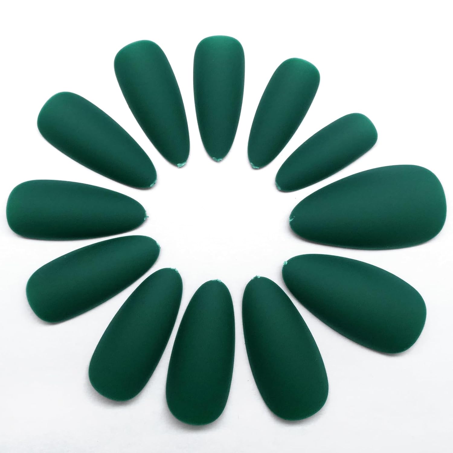 240pcs Matte Green Almond Press on Nails Kit with 5 Adhesive Tabs for Women - Image 4