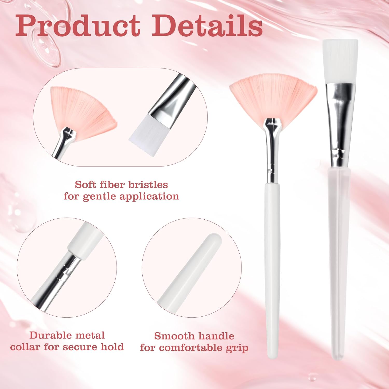 24Pcs Esthetician Supplies Set for Facials with Face Mask Brushes and Rose Gold Bowls - Image 4