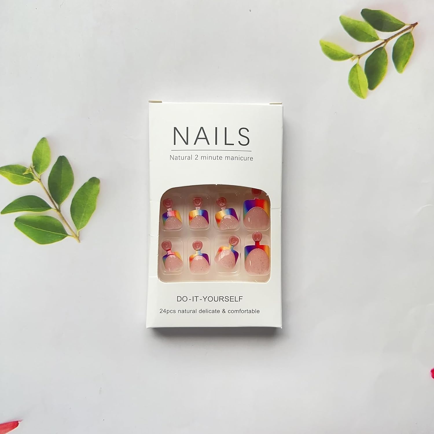 24Pcs Short Square Ombre Glitter Press-On Toenails for Women - Image 2