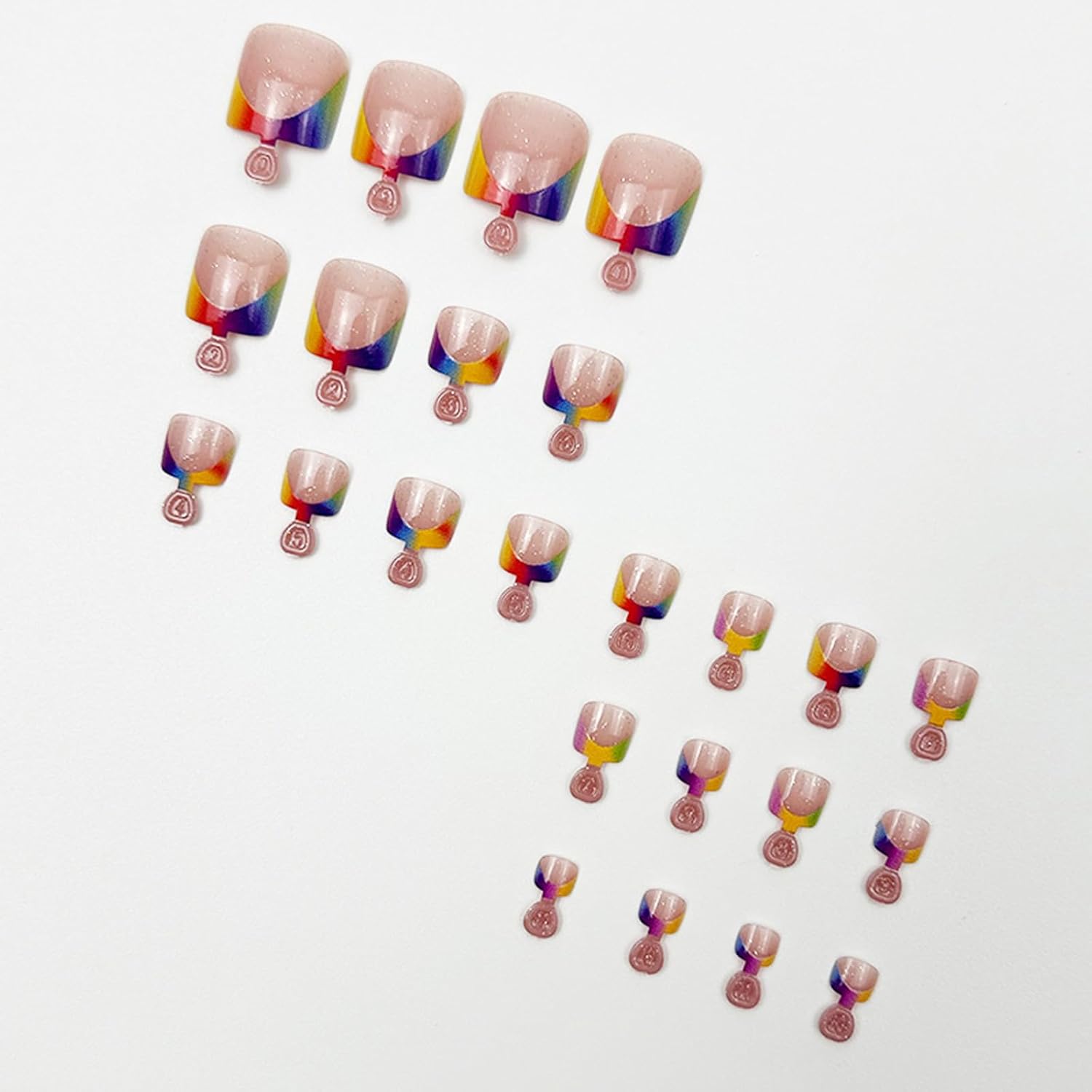 24Pcs Short Square Ombre Glitter Press-On Toenails for Women - Image 4