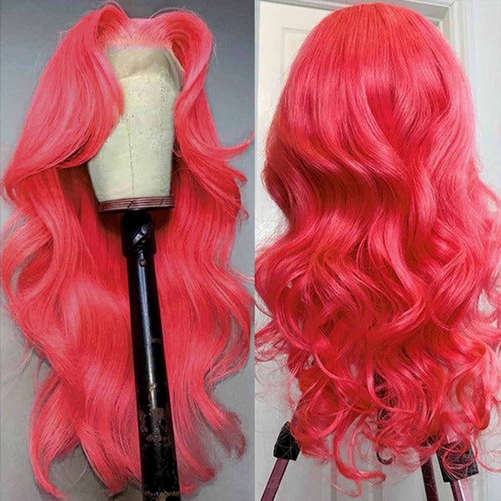 28 Inch 13x6 Pink Body Wave Human Hair Lace Front Wig 200% Density - Image 4