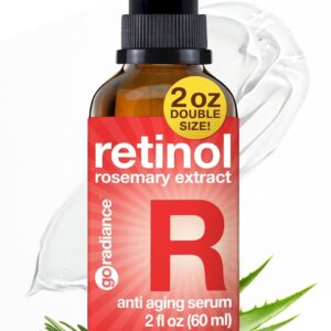 2X BIGGER 2oz, 1% Retinol Serum for Face, Dark Spot Remover, Anti Aging Serum, Retinol Cream, Aloe Vera, Rosemary, Calendula Extract, Made in USA
