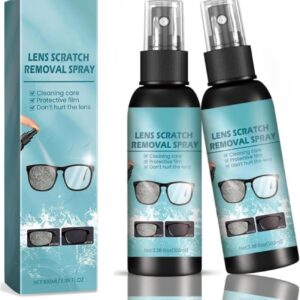 2PCS Lens Scratch Remover Spray,Scratch Repair Tool for Eyeglass and Sunglasses,with Cleaning Lenses and Removing Screen Scratch,Glasses Polishing Cleaning Fluids Kit