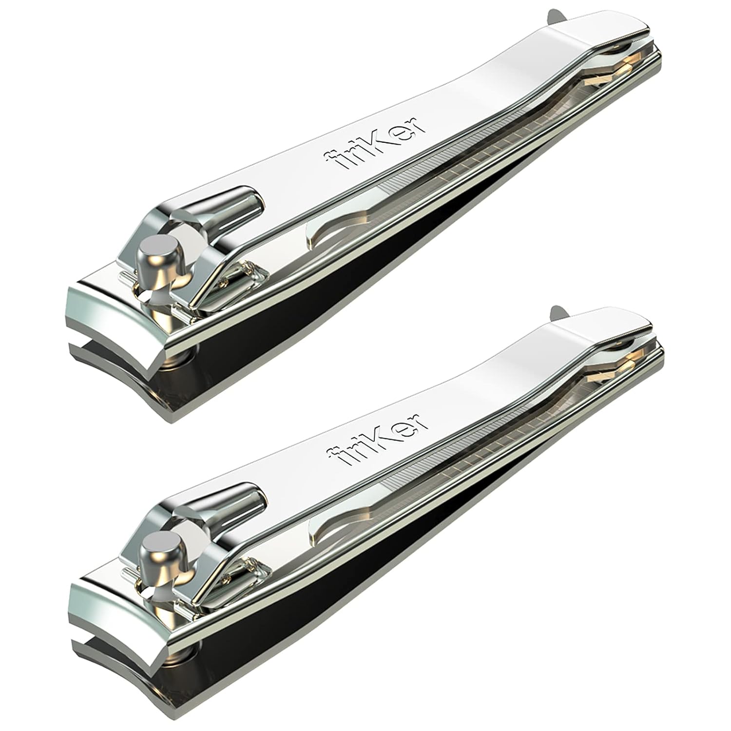2PCS Stainless Steel Nail Clippers,Professional Fingernail Clipper and Toenail Clipper, Wide Easy Press Lever Nail Cutter with Swing Out Nail Cleaner/File for Men and Women
