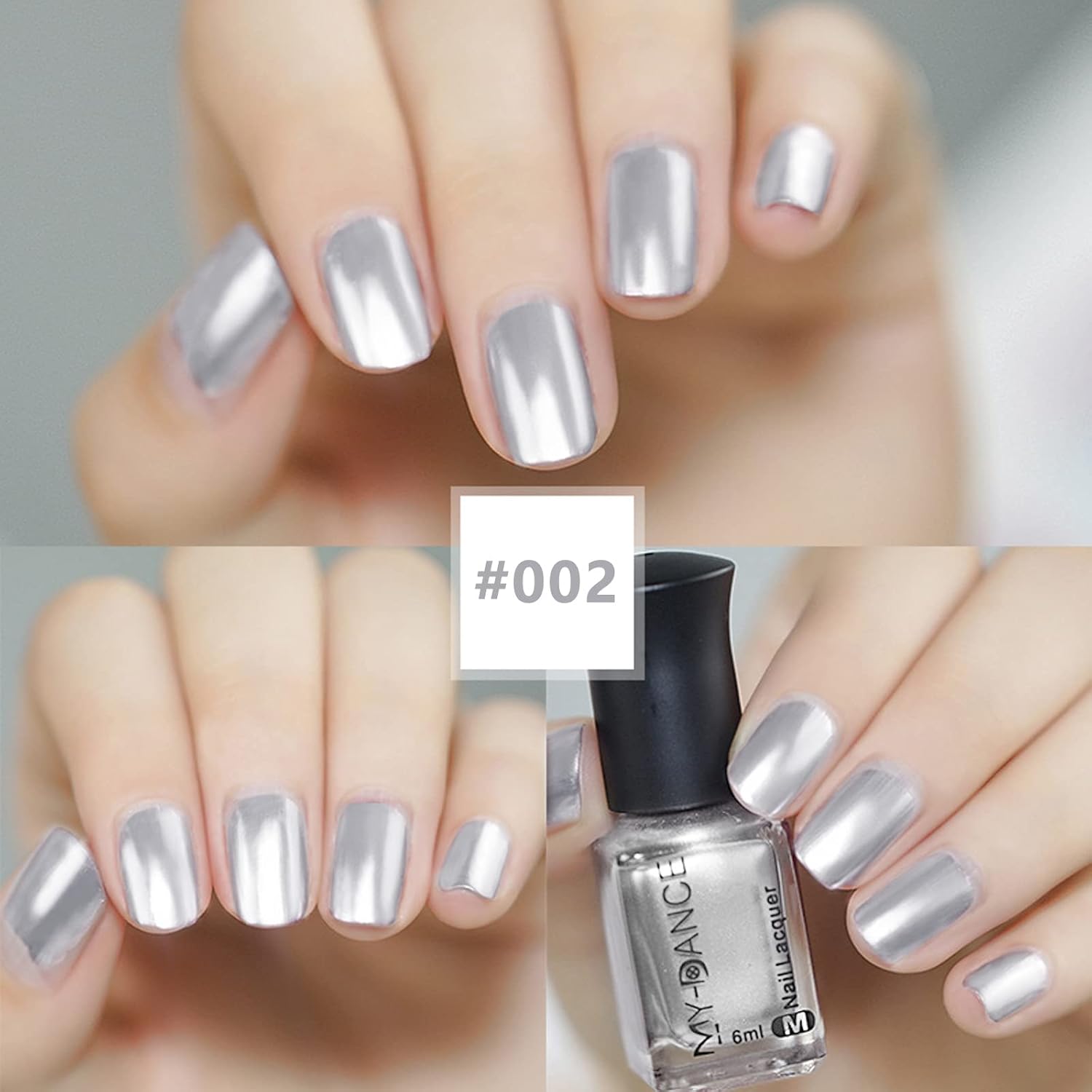3-Color Metallic Chrome Nail Polish Set, Quick Dry, Long-Lasting Shine, 6ml Capacity - Image 3