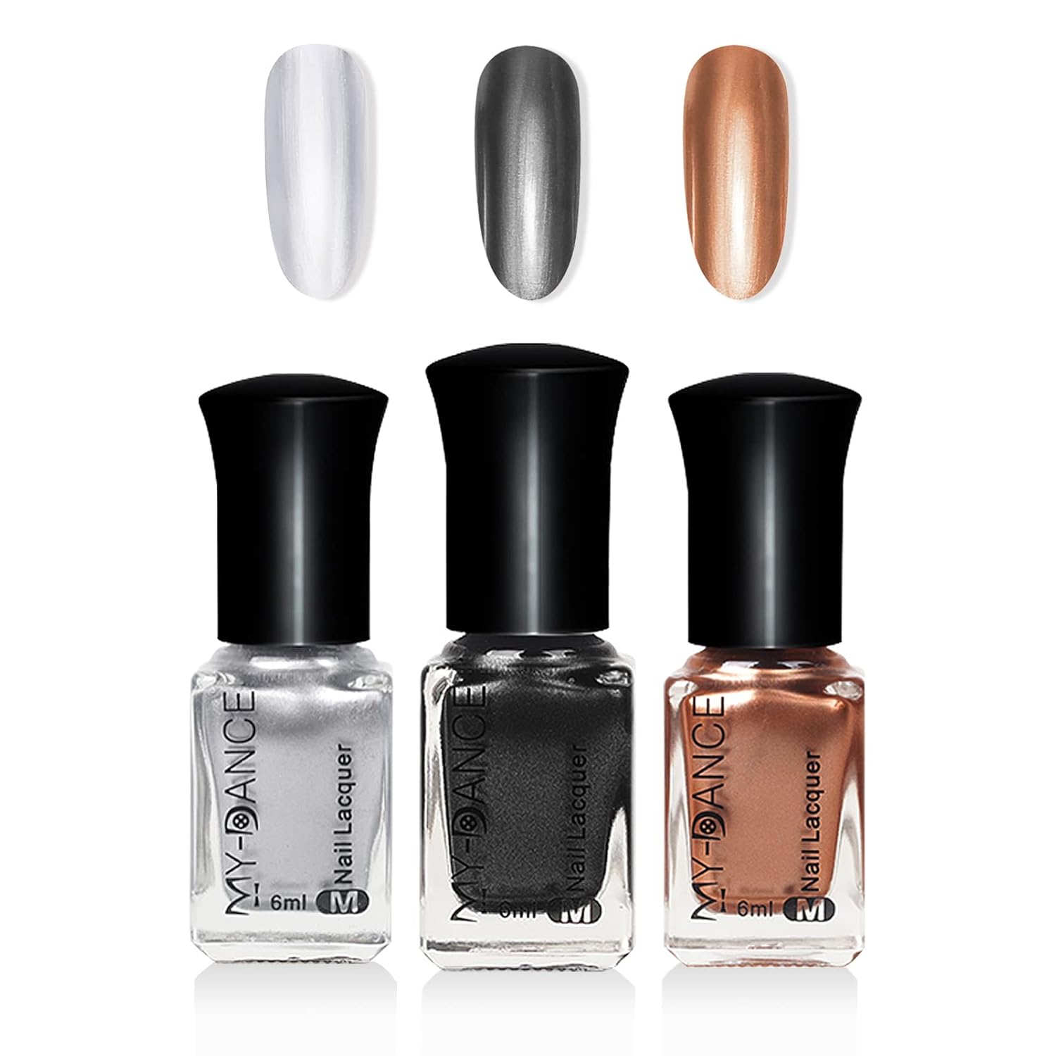 3 Colors Mirror Metallic Nail Polish Set, Metallic Chrome Quick Dry Nail Art Polish - Bright and Shiny Finish, Long-Lasting Mirror Shine Effect 6 ml/Bottle -#A