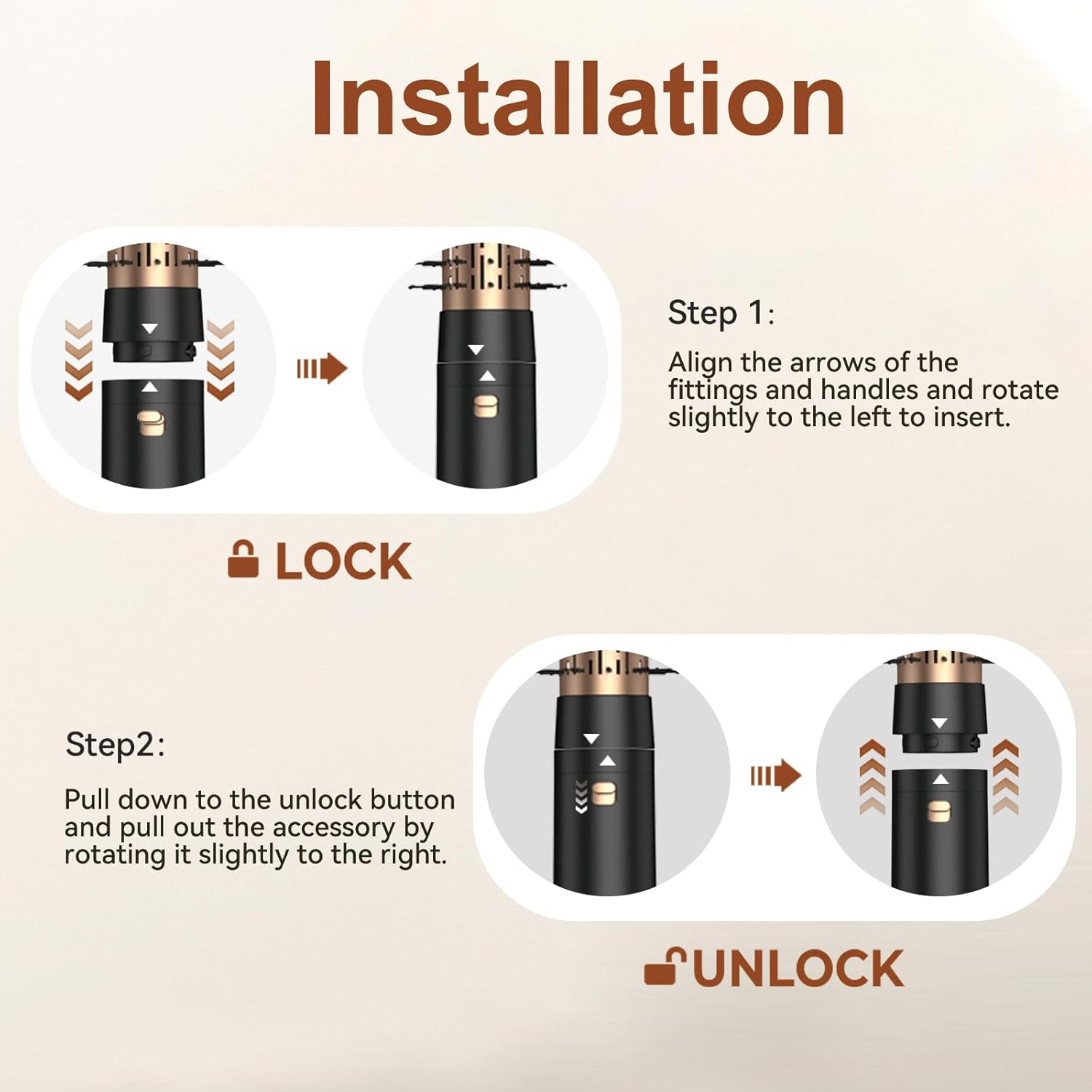 3-in-1 Rotating Hair Dryer Brush Kit with Detachable 2 Inch & 1.5 Inch Brushes and 3 Heat Settings - Image 7