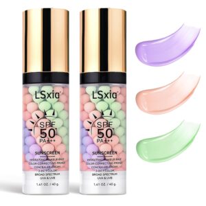 3 In 1 Primer for Face Before Makeup, SPF 50, Tinted Moisturizer Sunscreen Isolation Cream, One Step Color Corrector Makeup Primer, Color Correcting Concealer Oil Control, Base de Maquillaje, #01+#01