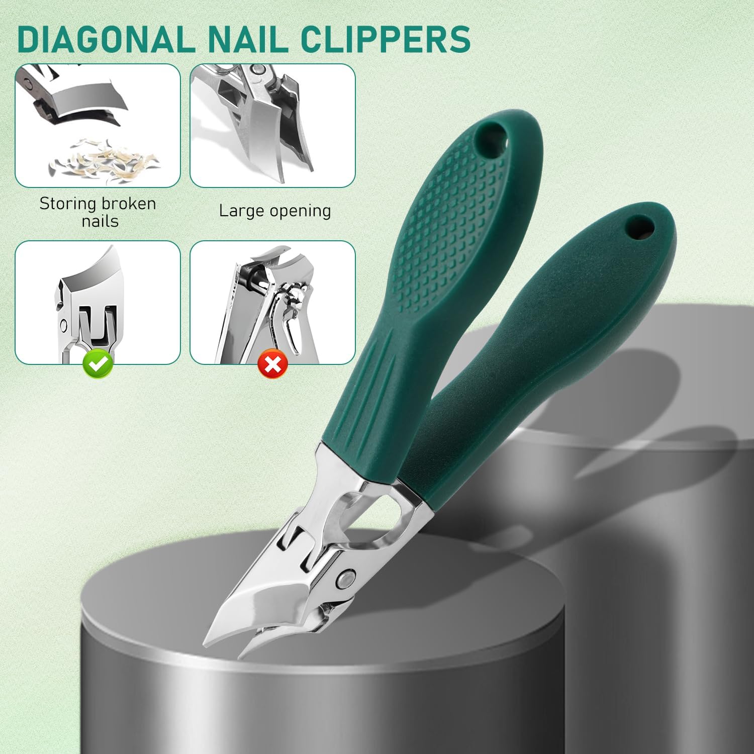 3 Pc Wide Jaw Eagle Beak Nail Clipper Set with Long Handle for All Users - Image 4