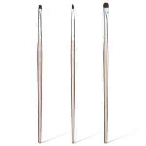 3 Pcs Eyeliner Smudge Brush Flat Eyeliner Brush for Eyeshadow Brushes Mini Eyeliners Brushes Fit Powder Gel Cream Liquid Concealer Blending Corner Highlighter Women Festival Gifts Light Gold