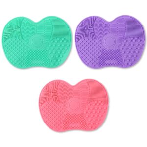3 Pcs Silicone Make Up Brush Cleaning Mat, Cosmetic Brush Cleaning Pads Makeup Brush Cleaner with Back Suction Cups Portable Washing Tool Scrubber