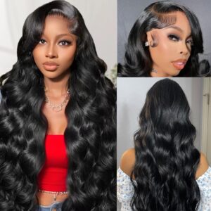 30 Inch 13x6 Lace Front Wigs Human Hair 200% Density Body Wave Lace Frontal Wigs Human hair Pre Plucked with Baby Hair Real Wig Human Hair Lace Front Wigs for Women Natural Color