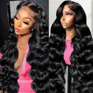 30 Inch 13x6 Body Wave Lace Front Wigs Human Hair 200% Density 13x6 HD Lace Front Wigs Human Hair Lace Frontal Wigs for Women Glueless Wig Human Hair Pre-Plucked Body Wave Wigs with Baby Hair