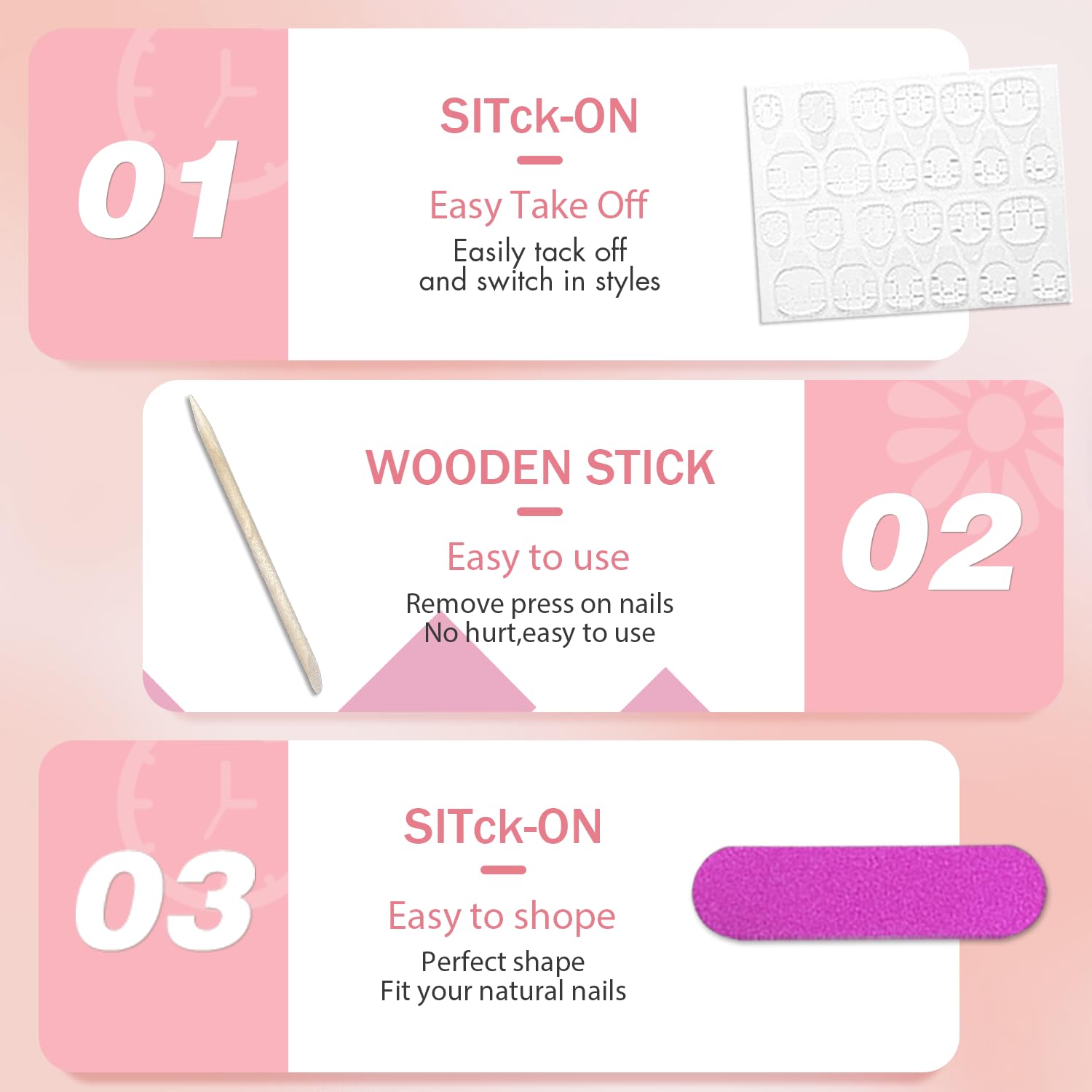 30Pcs Short Square Red French Tip Press on Nails with 15 Sizes for Women - Image 9