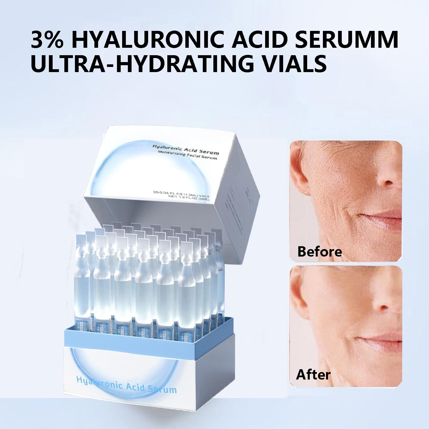 30 Count Single-Use 3% Hyaluronic Acid Serum Vials for Deep Hydration Skin Care - Image 4