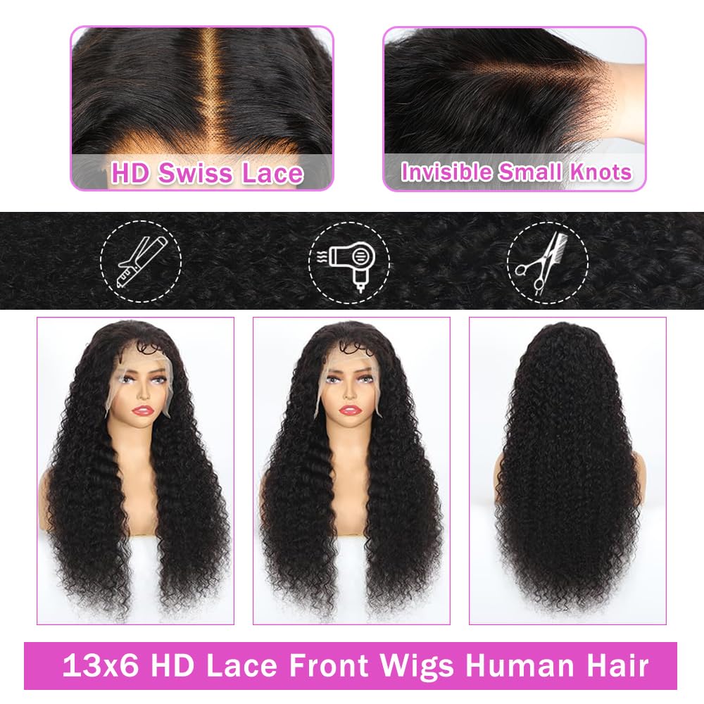 32 Inch Deep Wave HD Lace Front Human Hair Wig 13x6 Glueless Pre Plucked 200 Density - Image 4