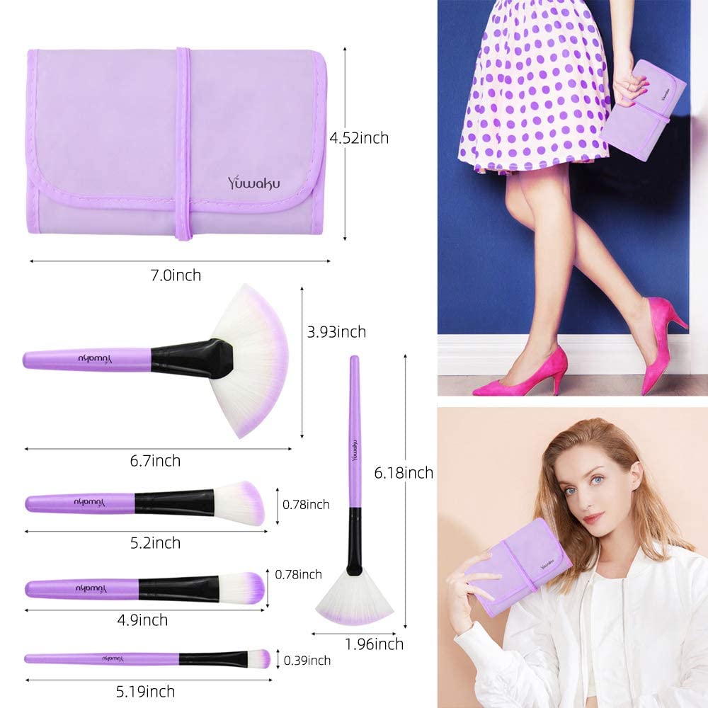32-Piece Purple Professional Makeup Brush Set for Eyeshadow, Foundation, and Blusher - Image 3