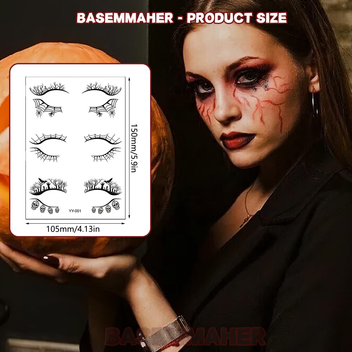 Halloween Eye Shadow Tattoo Stickers 38 Pairs Women Girls Party Makeup - Image 3