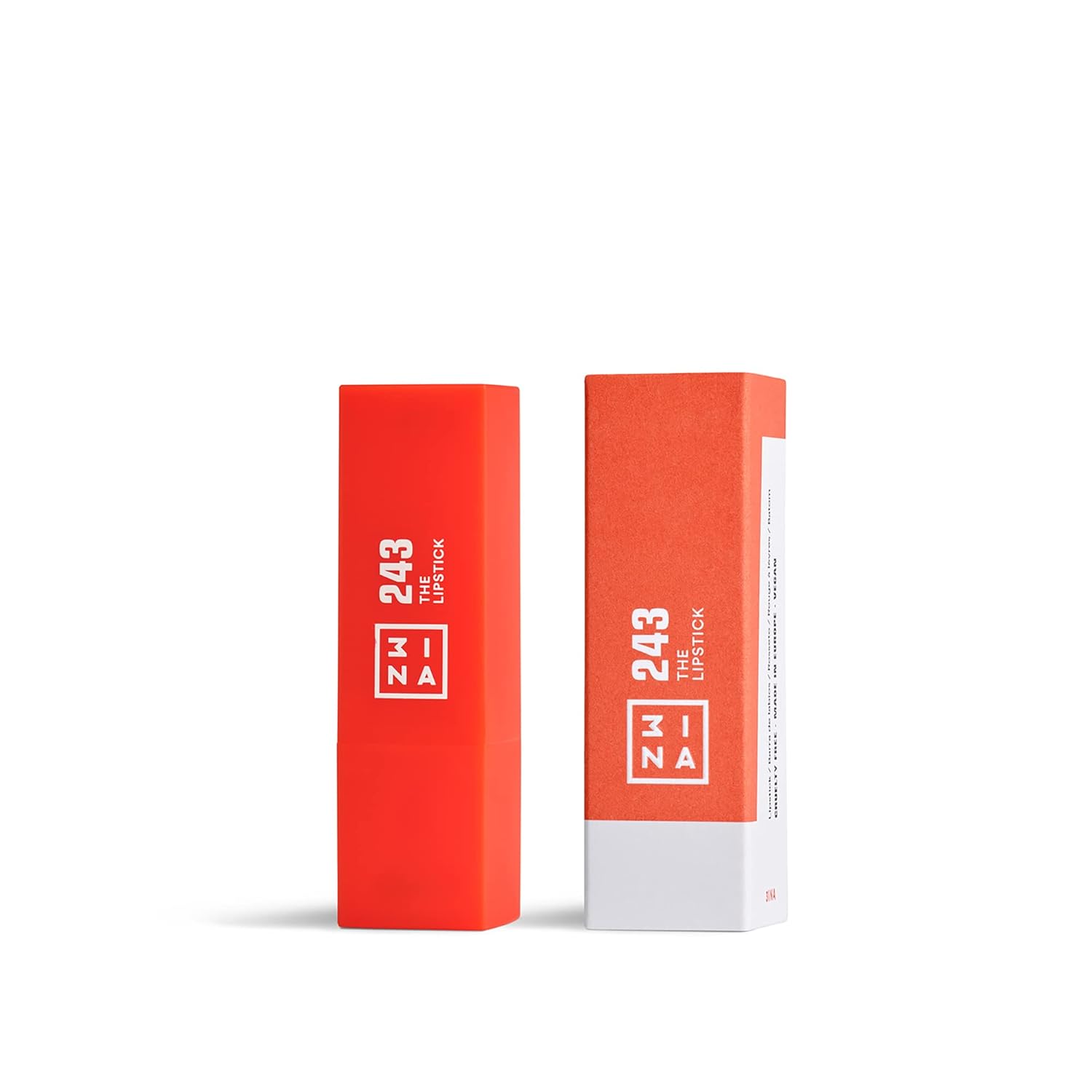 3INA 243 Shiny Orange Vegan Lipstick 4g Magnetic Cap 5 Hour Lasting - Image 3