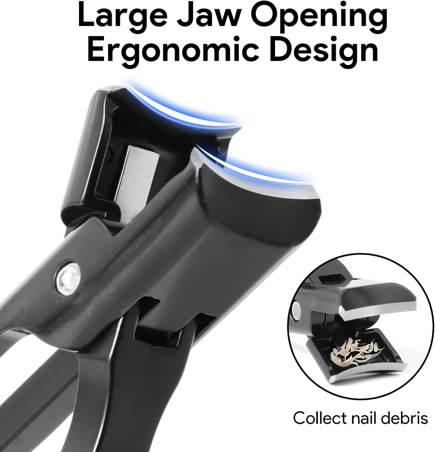 3-Piece German Grip Nail Clipper Set for Men, Ultra Sharp Large Toenail Clippers with Catcher - Image 3