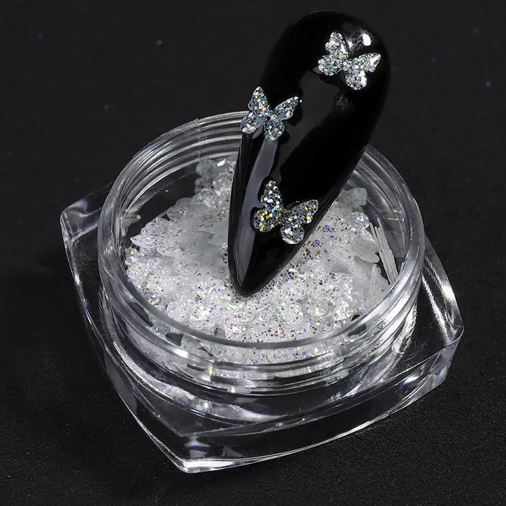 4 Boxes of 3D Chunky Glitter Nail Art Charms Stars Hearts Butterflies Holographic - Image 5