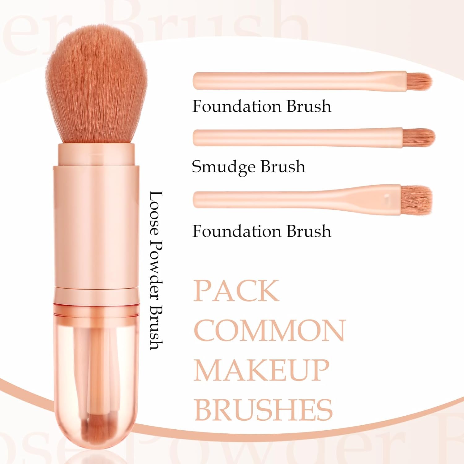 4-in-1 Retractable Travel Makeup Brush Set for Foundation, Blush, Eyeshadow, Concealer - Image 3