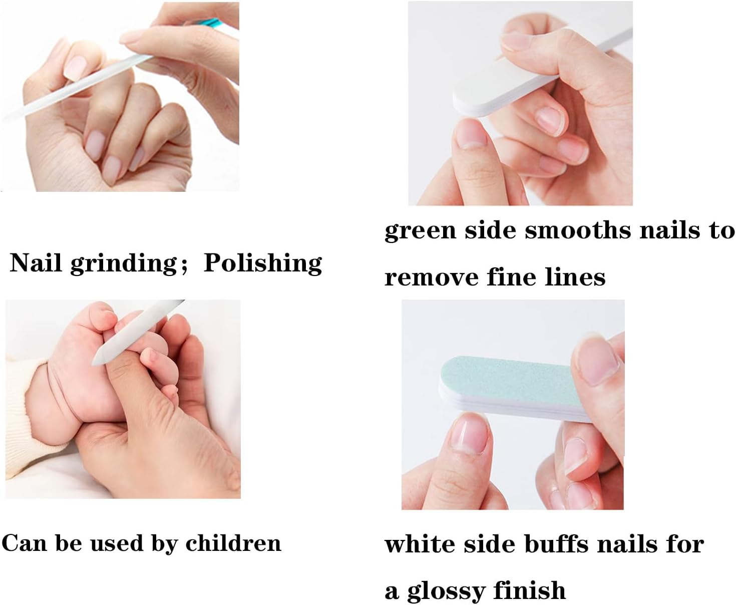 4-Piece Nail Care Set Thick Bevel Clipper Nano-Glass Files Lifter Buffer - Image 4