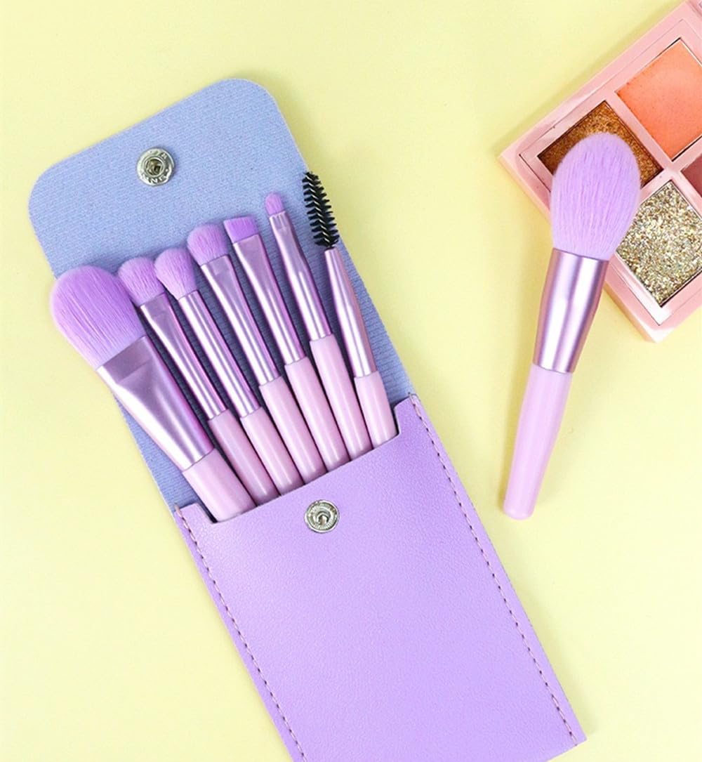 4-Piece Mini Travel Makeup Brush Set with Synthetic Fibers and Storage Bag - Image 2