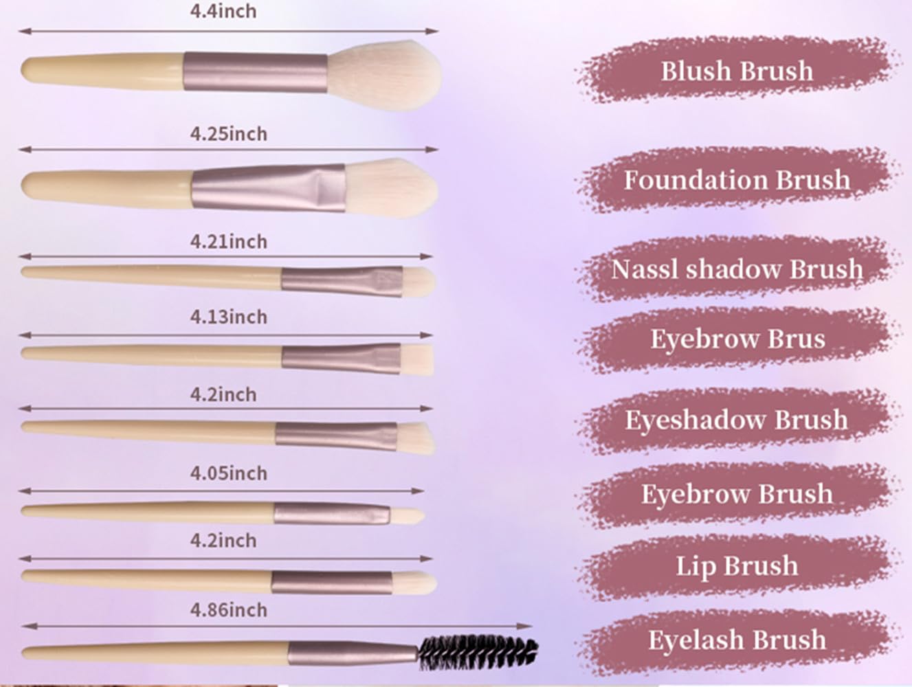 4-Piece Mini Travel Makeup Brush Set with Synthetic Fibers and Storage Bag - Image 3