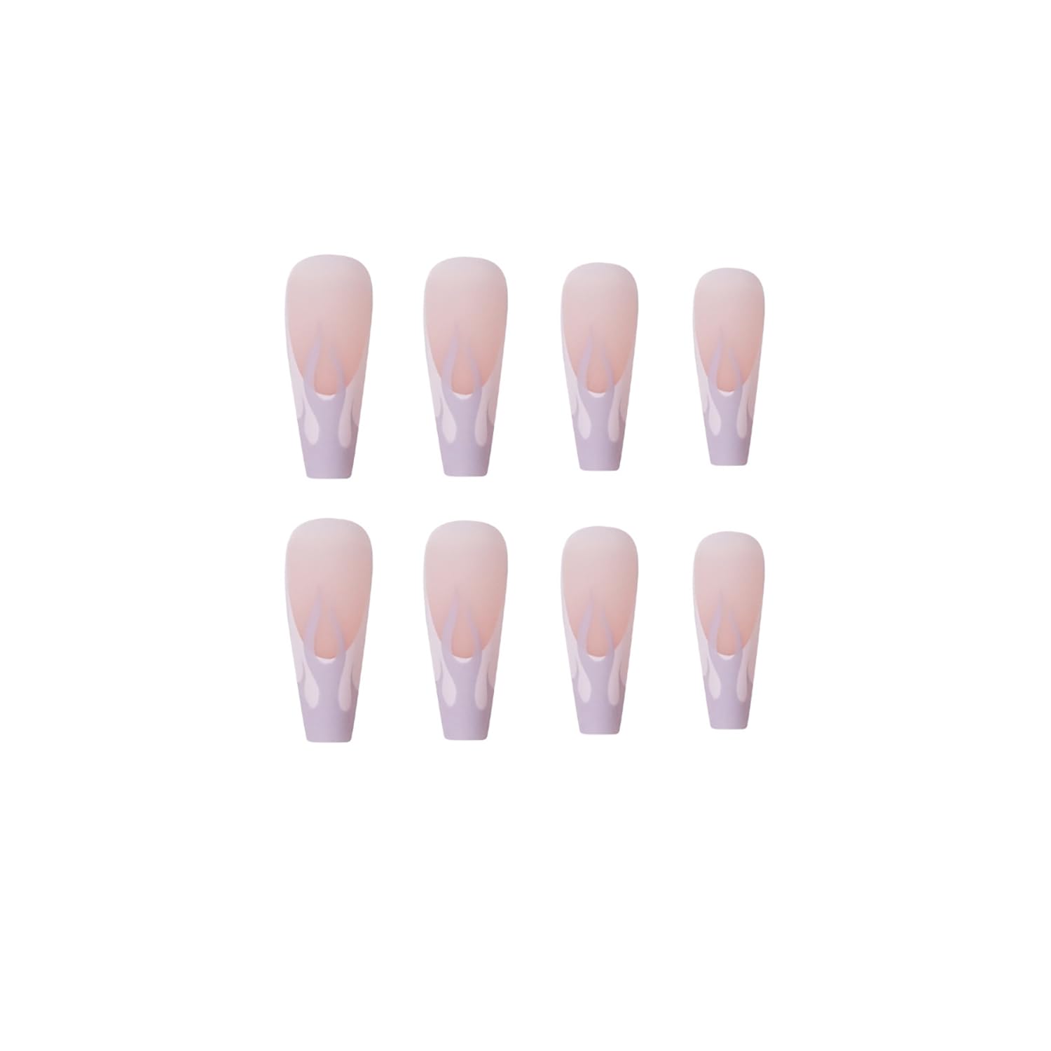 24Pcs Long Grey French Tip Coffin Press on Nails for Women with Glue - Image 3