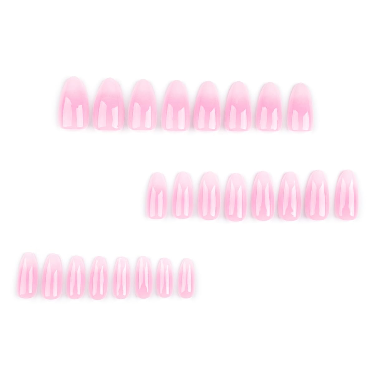 Almond Press on Nails Medium White Ombre Pink Fake Nails for Women, Classy Aesthetic Glue on Nails for Weddings and Birthdays - Image 3