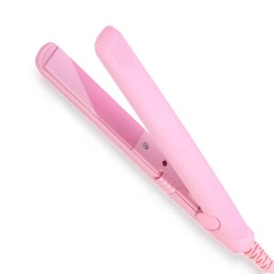 Mini Hair Straightener, 2 in 1 Mini Ceramic Tourmaline Flat Iron for Short Hair Pixie Cut Hair Touch Control, Anti-Frizz (4 Colors Optional)(Pink US)