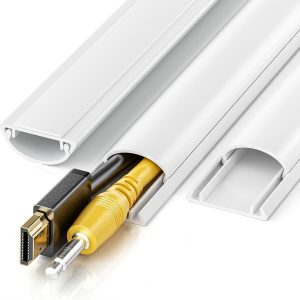 42.5in Cord Cover, Cord Hider for 1-2 Cords, Half Round Cord Covers for Wires on Wall, Adhesive Wire Hiders for TV on Wall, 3xL14.2in, W1.18 x H0.43in, White