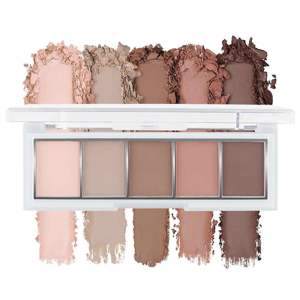 5-Color Matte Eyeshadow Palette for Brown Eyes Waterproof Natural Shades 0.35oz - Image 2