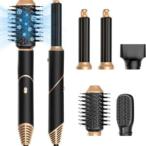 5 in 1 Blow Dryer Brush,Hair Dryer Brush with Detachable Air Styler,Negative Ionic Magic Hair Styler,Hot Air Brush for Women Volumizer,Straightener,Drying