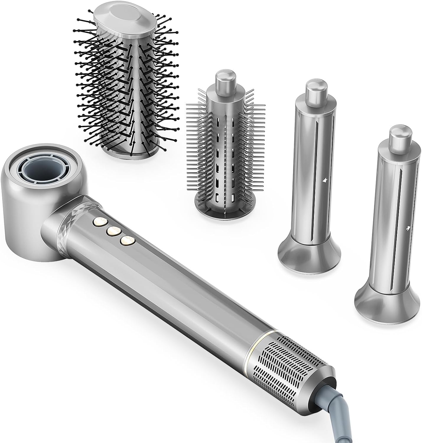 5 in 1 Hot Air Brush Styler and Dryer, Coanda Hair Wrap Air Stylers, Negative Ion Hair Multi-Stylers and Curlers, Magic Styling Tools, Blow Dryer Curling Wand in Gray