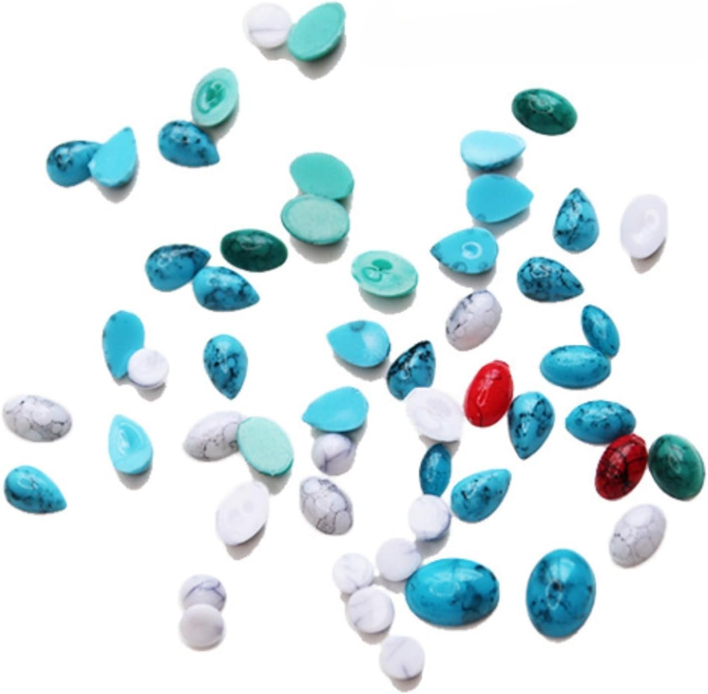 50Pcs Natural Turquoise Marble Stones Seeds Drop Shape Rock Nail Rhinestones Strass 3D Water Drop Nail Art Decals