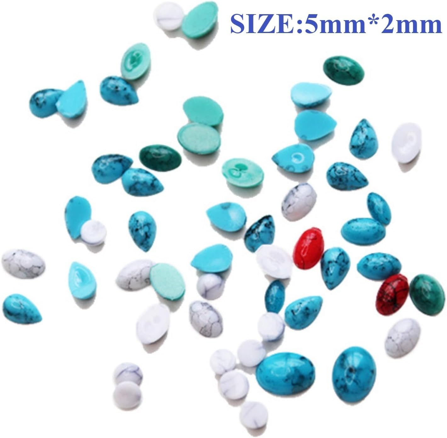 50 Pcs Natural Turquoise Marble Drop Shape Nail Art Rhinestones for 3D Designs - Image 3