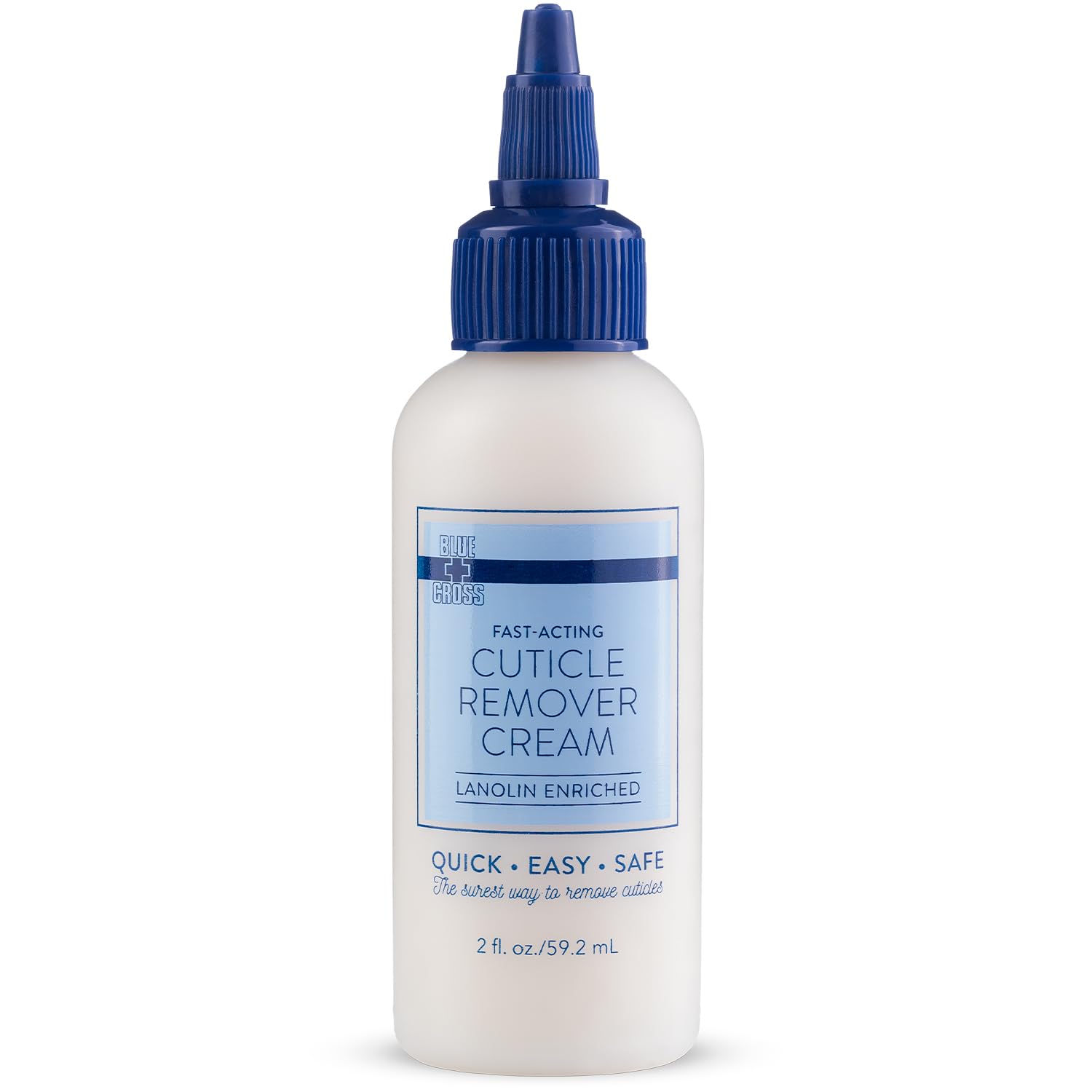 Blue Cross Cuticle Remover Cream for Dry Damaged Cuticles, Moisturizing Cuticle Softener for Nails, Professional Nail Care for Dry Manicures, Brittle Hang Nails, Made in USA, 2oz