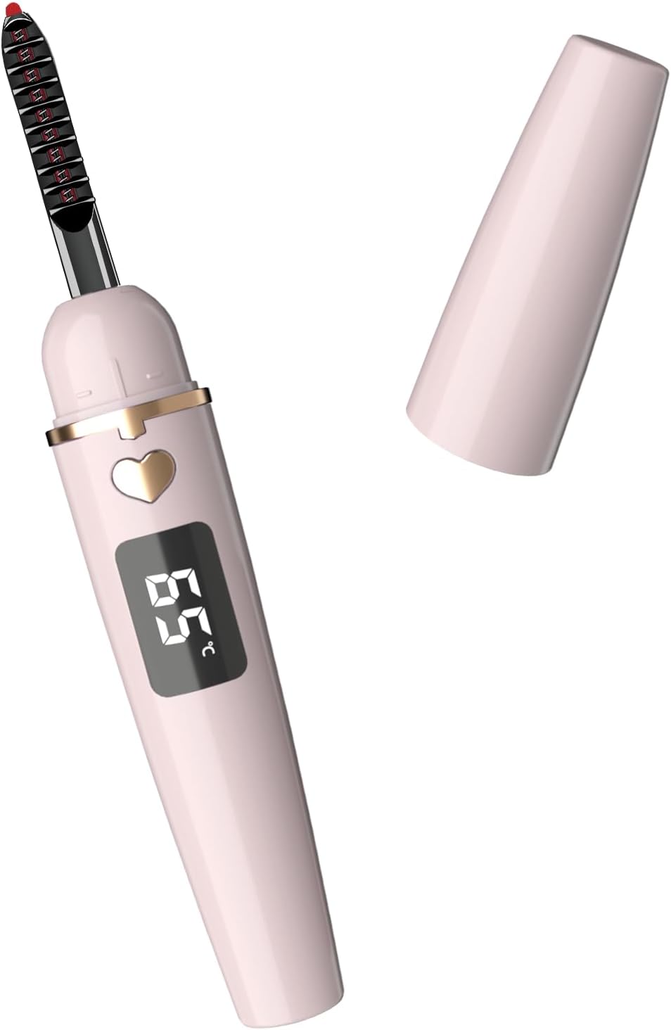 Heated Eyelash Curler, Heated Lash Curler, Accurate Temperature Control Electric Eyelash Curler Heated - Intelligent Power Off, 24Hrs Long Lasting Makeup (Quartz Pink/Champagne Gold, X8-132MM)