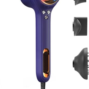 Hair Dryer, Ionic Blow Dryer with 110,000 RPM High-Speed Brushless Motor for Fast-Drying Low Noise Thermo-Control Hairdryer with Diffuser for Home, Salon (Blue)