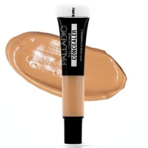 Palladio Full Coverage Concealer - Evens Skin Tone, Conceals Blemishes, Dark Circles and Fine Lines, Use with Concealer Brush, Cafe Au Lait