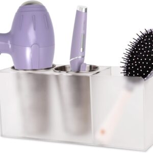 Hair Tool Organizer, Acrylic Hair Dryer Holder Wall Mounted for Blow Dryer, Hot Tools Organizer for Curling Iron/Hair Styling Tools/Flat Iron, Hair Dryer Storage for Bathroom Vanity Cabinet Countertop