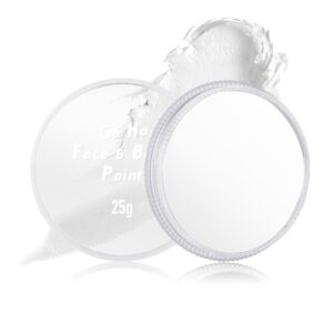 Go Ho White Pressed Face Paint Washable,Creamy to Powder Professional White Face Body Paint for Halloween Cosplay SFX Skull Clown Makeup,Festival Stage,Film,Mime,25g