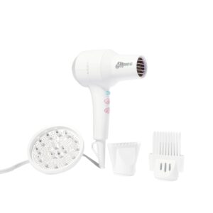 Mane Ionic Compact Hair Dryer - 4-Piece Blow Dryer with Diffuser, Wide Tooth Comb & Nozzle - Designed with Ionic Technology to Help Seal the Cuticle, Reduce Frizzy Hair & Decrease Drying Time