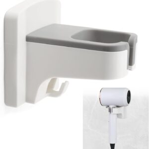Hair Dryer Holder Wall Mounted Self Adhesive with Cord Organizer Hands Free Hair Dryer Holder for Bathroom Countertop Blow Dryer Organizer(White)